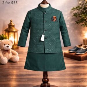Handsome Boys Shalwar Kameez with Waistcoat – Festive Kids Outfit